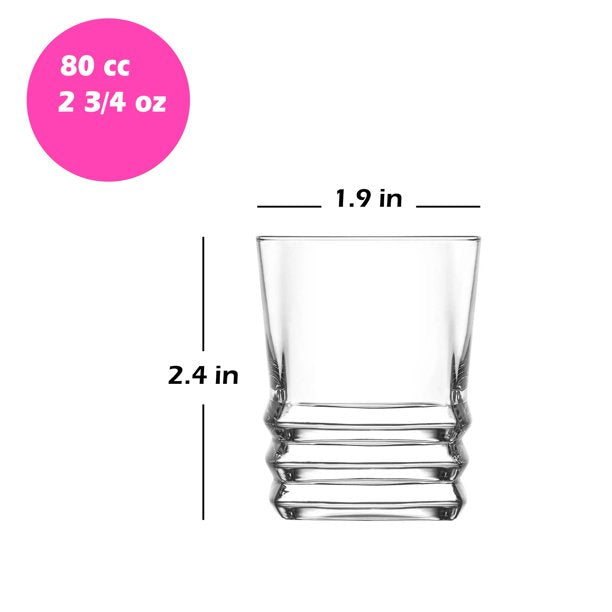 Lav Elegan Liqueur Glass Set, Mini Glass Cups, 6 Pcs, 2.7 Oz