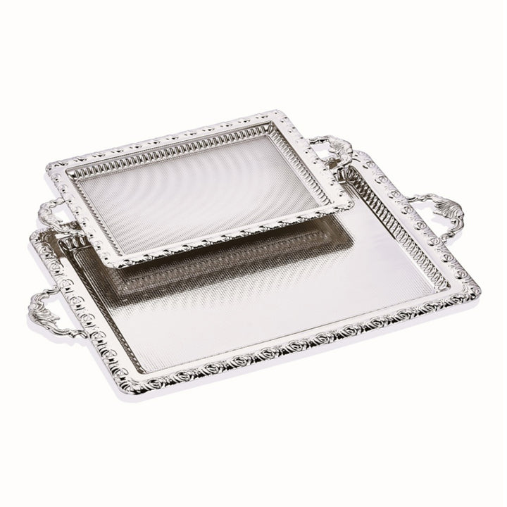 Decorative Rectangular Lace Design Serving Tray Set