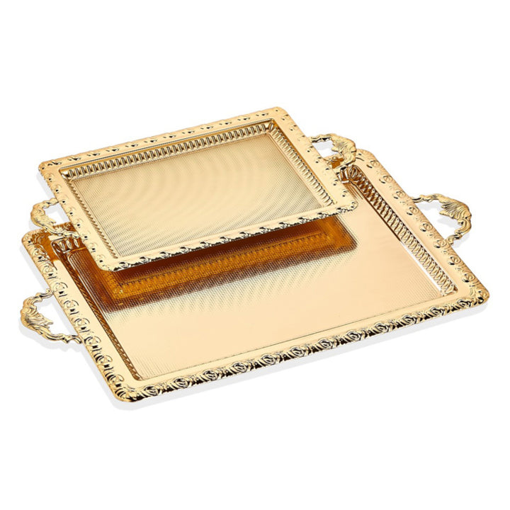 Decorative Rectangular Lace Design Serving Tray Set