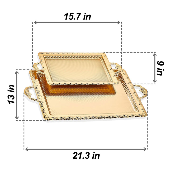 Decorative Rectangular Lace Design Serving Tray Set