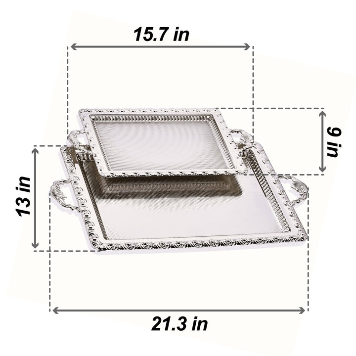 Decorative Rectangular Lace Design Serving Tray Set