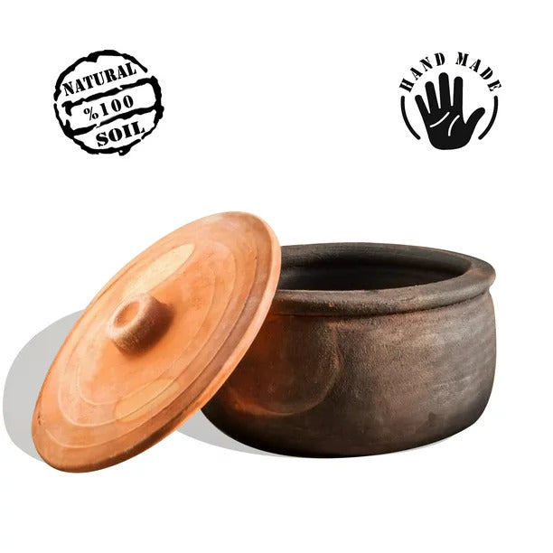 Twice-Baked Traditional Clay Cooking Pot with Lid