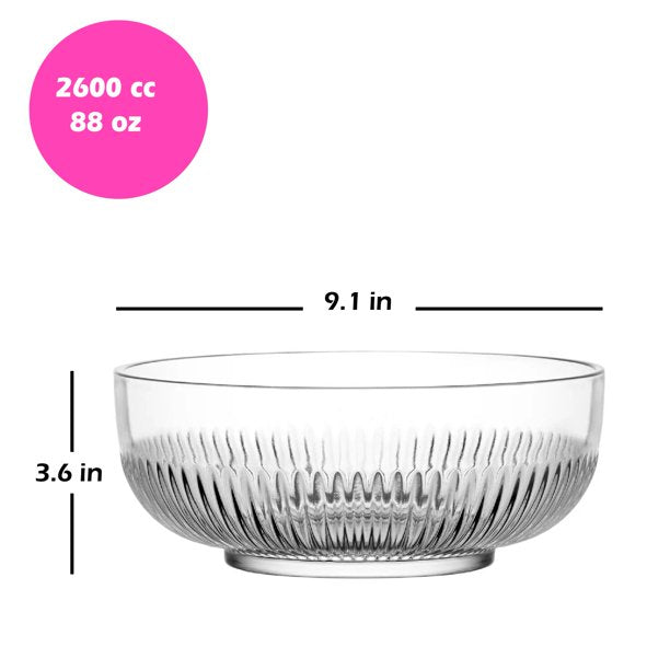 Lav Tokyo Glass Bowl for Storage, Mixing Glass Dish, 88 Oz