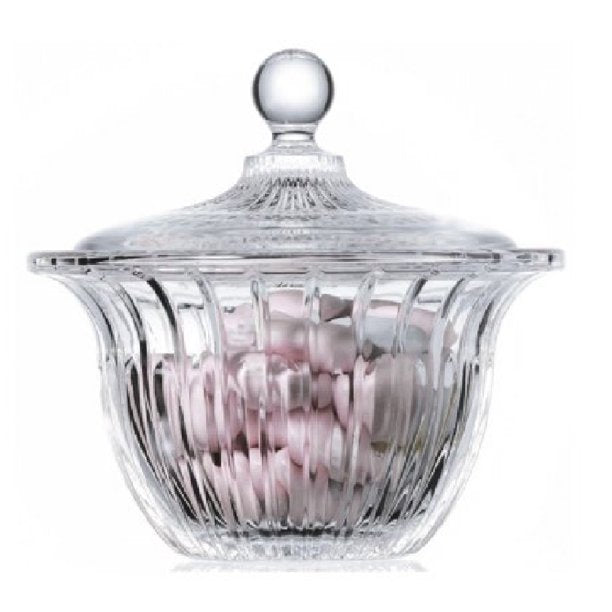 Decorative Glass Candy Dish with Lid, Crystal Cut Candy Bowl