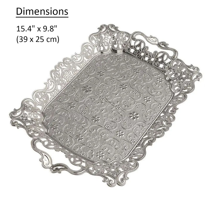 Rectangular Midi Tray with Floral Embossed Design, 15.4 in