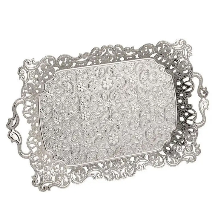 Rectangular Midi Tray with Floral Embossed Design, 15.4 in