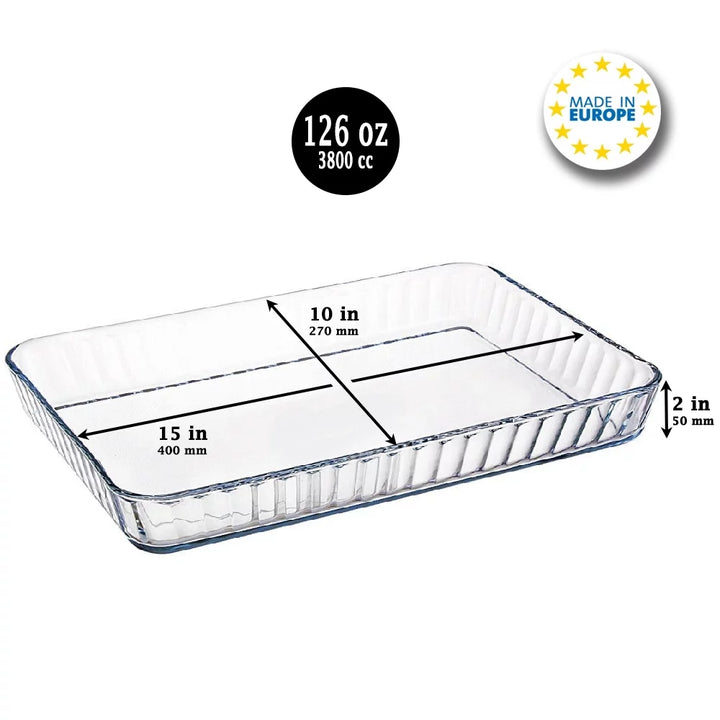 Glass Baking Dish, Rectangular Glass Casserole Dish, 126 Oz