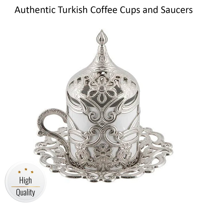 Floral Turkish Coffee Cups Set of 6, 24 Pieces Set