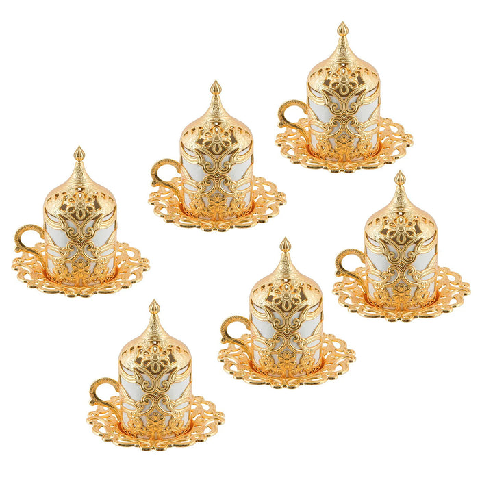 Floral Turkish Coffee Cups Set of 6, 24 Pieces Set