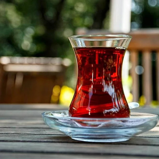 Lav Turkish Tea Glasses with Saucers 12 Pcs, 6 Pcs, 4.5 oz