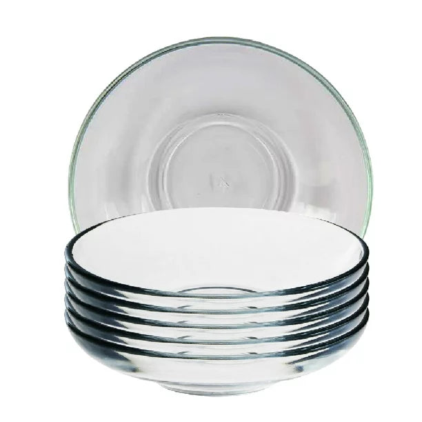 Lav Clear Glass Round Turkish Tea Saucers, 6 Pcs, 4.3 in