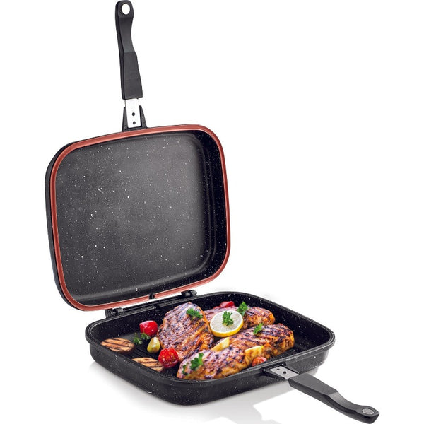 Korkmaz Duplo Double Sided Grill Pan, Aluminum Skillet, 13 in