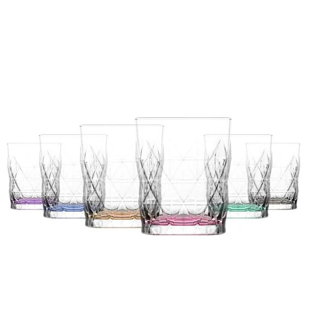 Keops Whiskey Glass Set with Painted Bottoms, 6 Pcs, 11.7 Oz