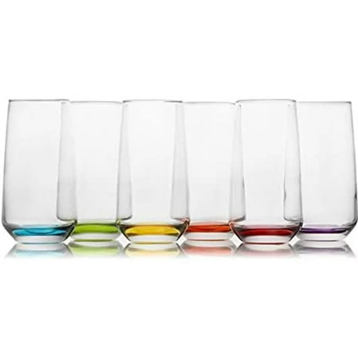 Lav Colorful Base Glass Tumblers, Set of 6, 16.25 oz