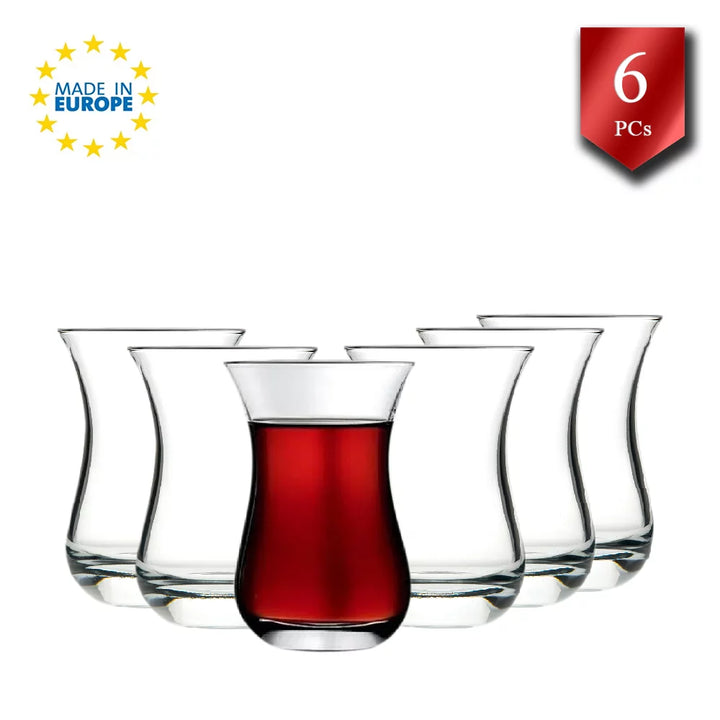 Lav Turkish Tea Glasses for Hot Beverages, Set of 6, 5.5 oz