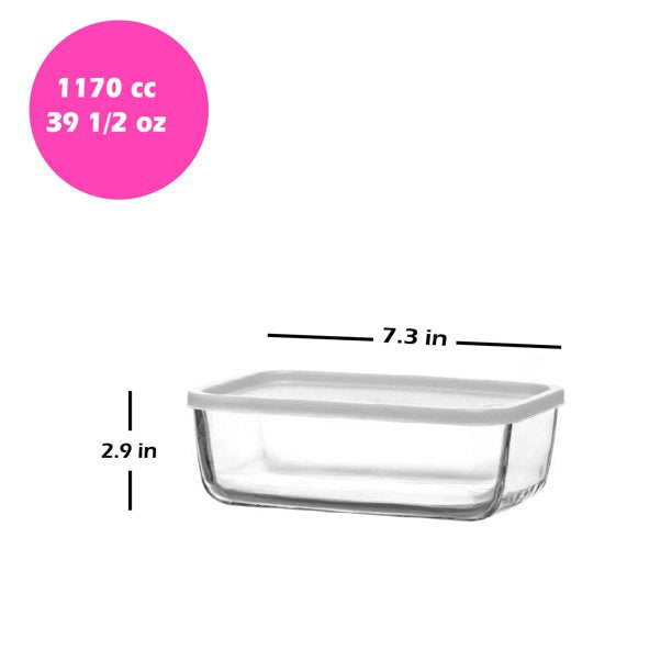 Lav Cube Glass Food Containers with Lids, 6 Pcs, 39.5 Oz