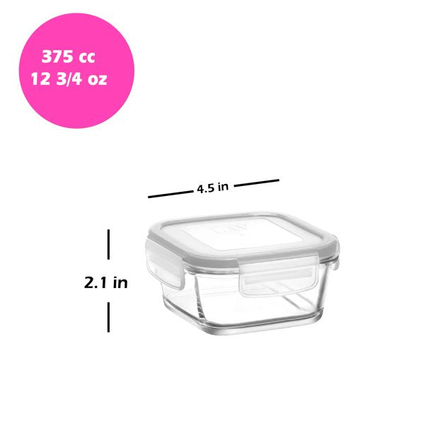 Glass Food Container Set with Lids, (12.75, 24.25, 39 Oz)