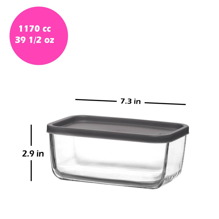 Glass Food Container Set with Lids, 3 Pcs, 13.75 Oz, 39.5 Oz