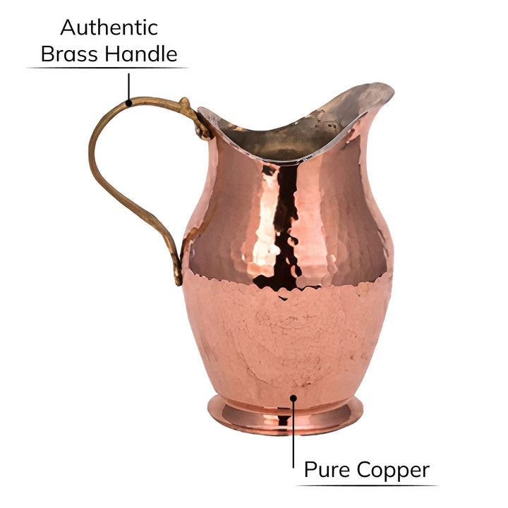 Handmade Copper Water Pitcher, 1.48 qt