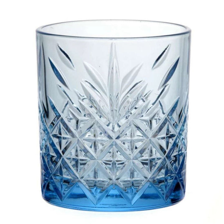 Timeless Blue Whiskey Glass Set, Lowball Glass Set, 4 Pcs