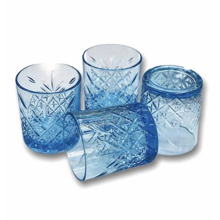 Timeless Blue Whiskey Glass Set, Lowball Glass Set, 4 Pcs