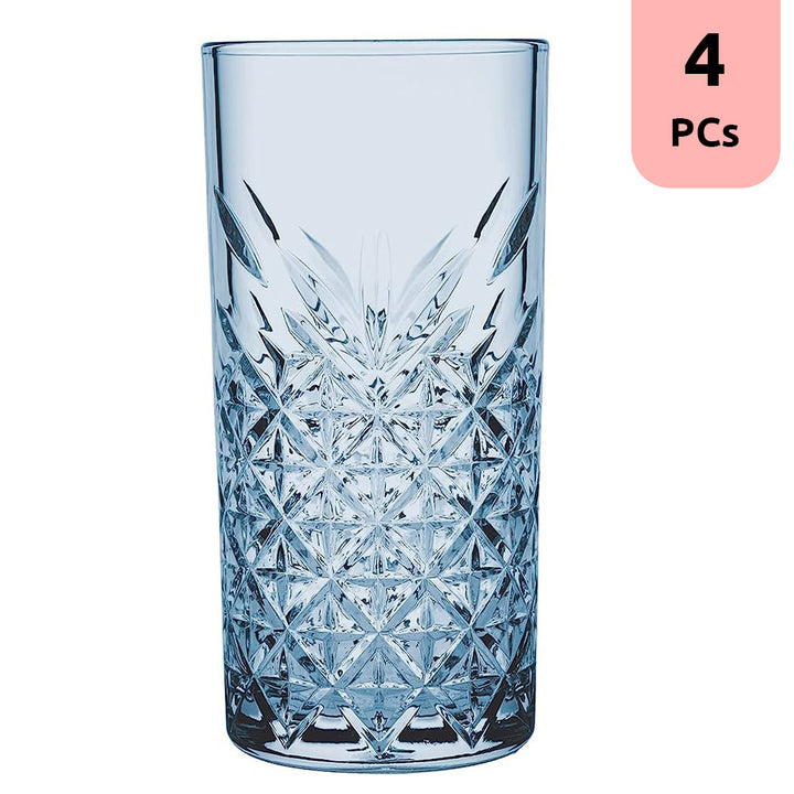 Timeless Blue Whiskey Glass Set, Lowball Glass Set, 4 Pcs