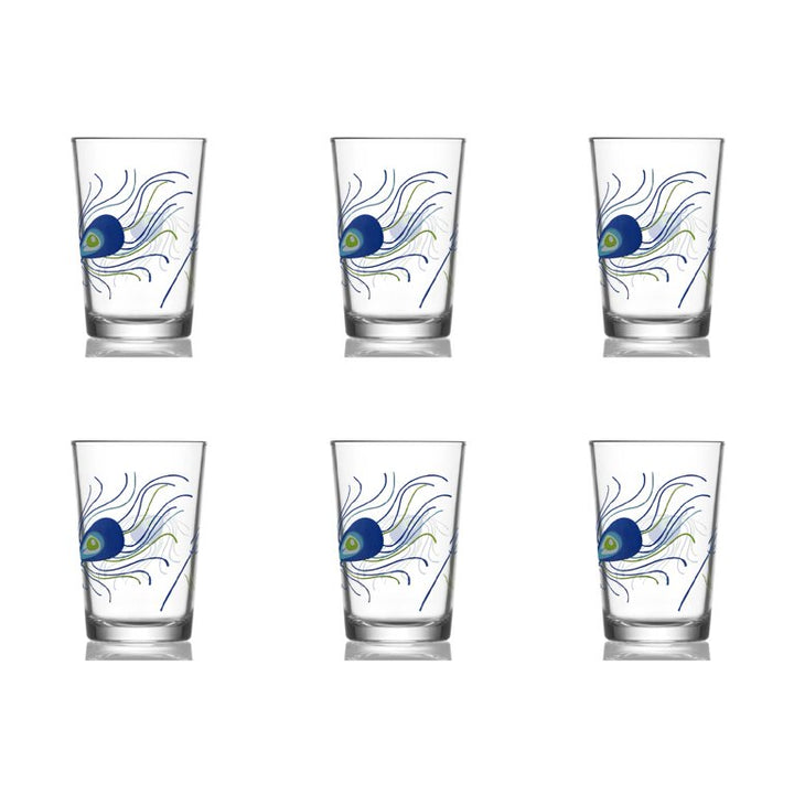 Lav Decorative Water Glass Cups Set of 6, 7 Oz