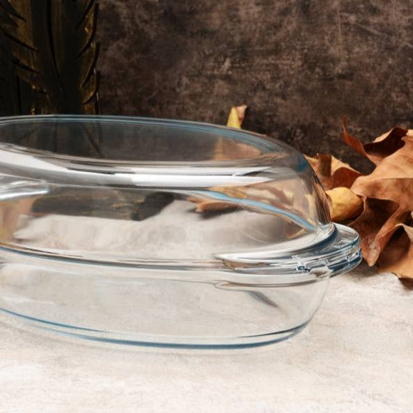 Borcam Glass Baking Dish with Lid for Oven, 125 Oz (3700 cc)