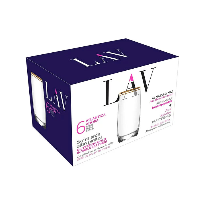 Lav Adora Long Drink Glass Set of 6, 6 Pcs, 13.25 Oz