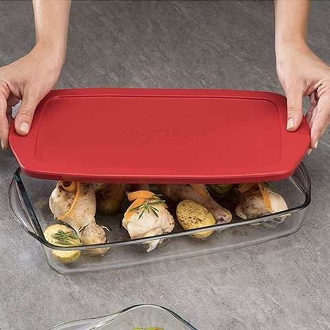 Borcam Rectangular Oven Tray with Lid, 45 Oz (1230 cc)