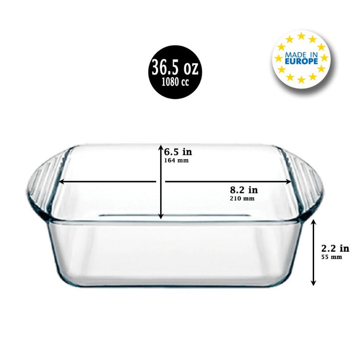 Glass Casserole Dish for Oven, Square Baking Tray, 36 Oz