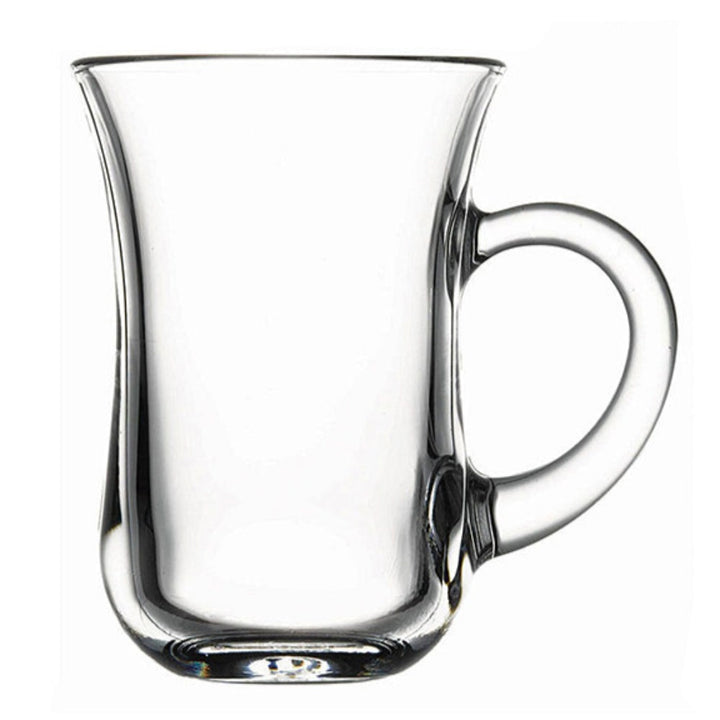 PASABAHCE Clear Glass Coffee Tea Cups with Handle, 4.75 Oz