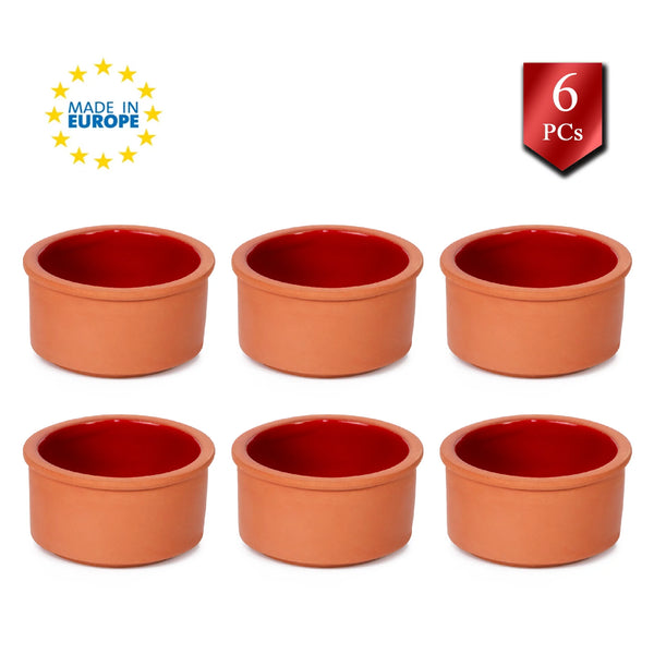 Earthenware Clay Bowl Set of 6, Terracotta Bowls, 3.3 in