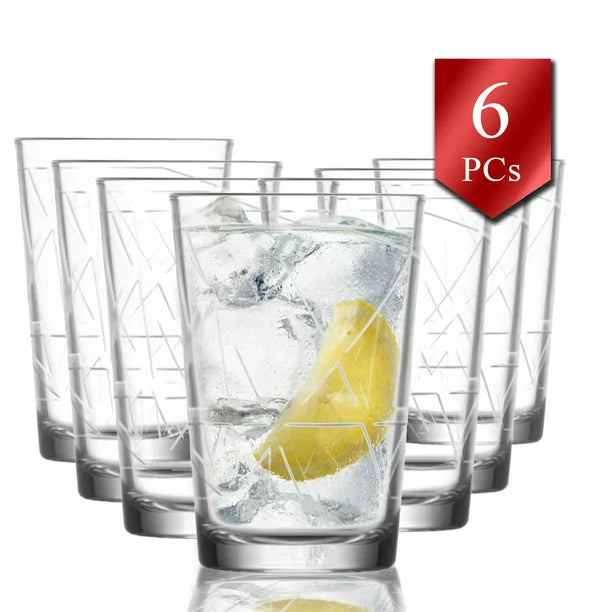 Lav Water and Juice Drinking Glasses Set of 6, 7 oz