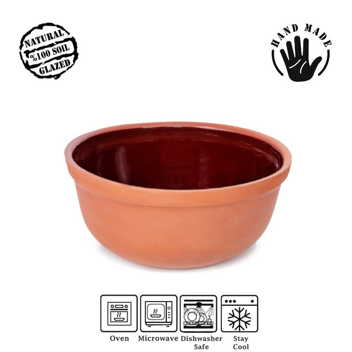 Handmade Clay Bowl, Terracotta Dish, Set of 2, 5.9 in