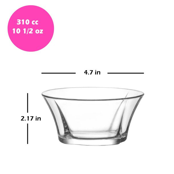 Lav Glass Bowls Set, Clear Serving Bowls, 6 Pcs, 10.25 Oz