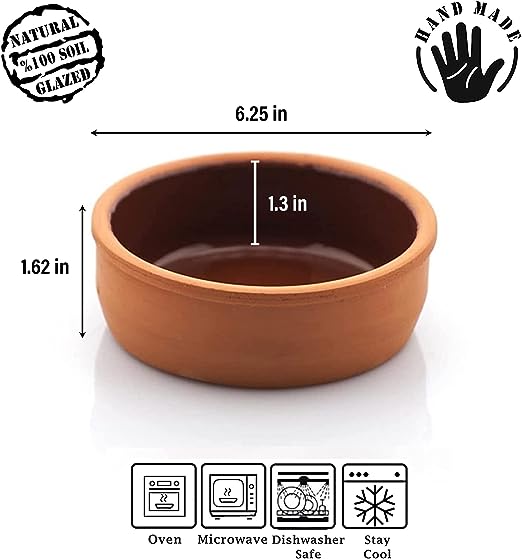 Cooking Clay Bowl Double Size, Cookware Clay Pan, 4 Pcs