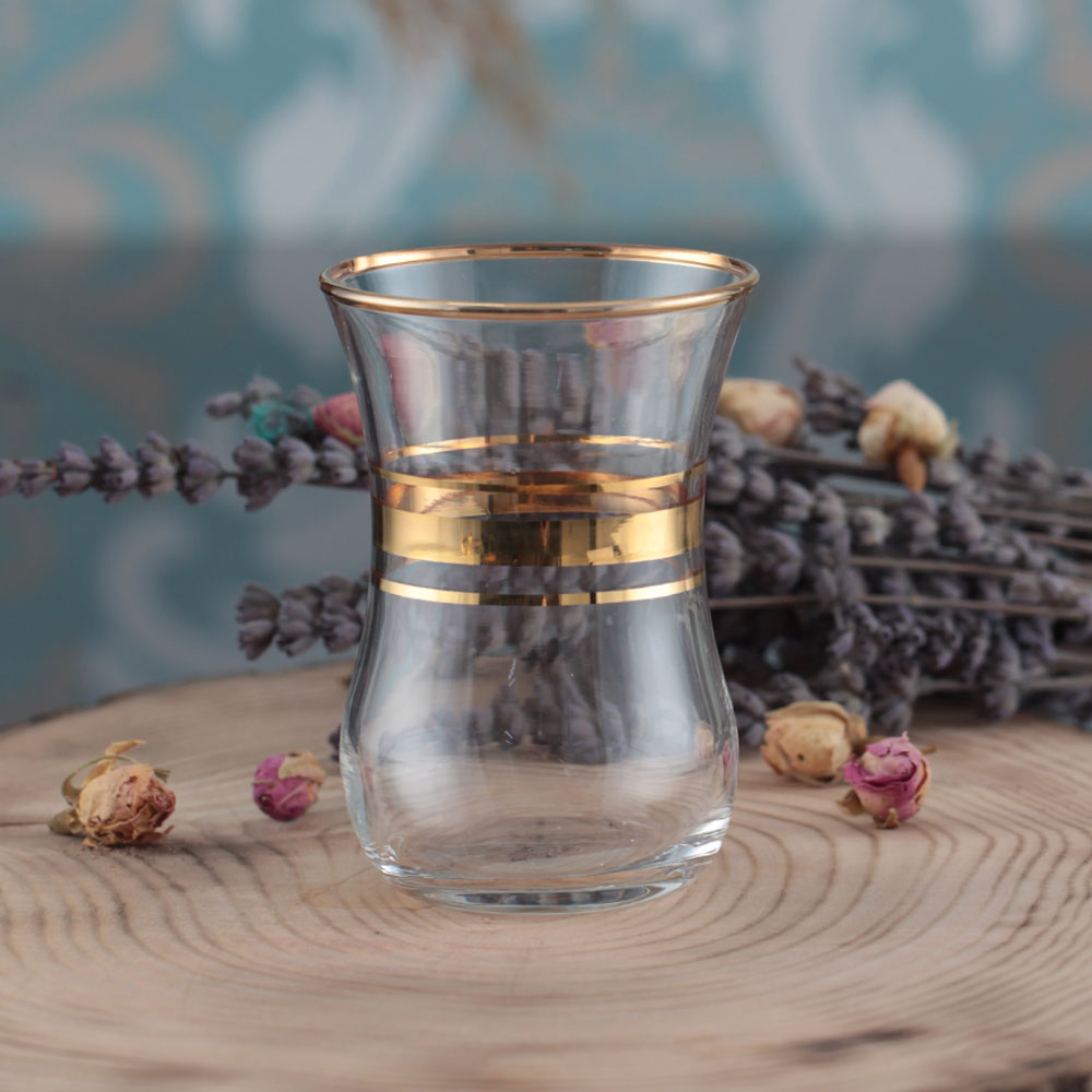Pasabahce Tea Glasses Aida with Gold Trim, 5.4 Oz, 6 Pcs Set – HAKAN