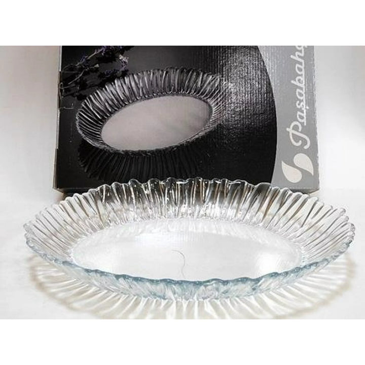 Elegant Glass Service Salad Plate, Oval Serving Dish, 13 in