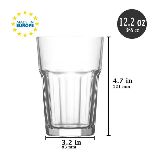 Lav Long Drinking Glasses, Water Juice Glassware, 12.2 oz