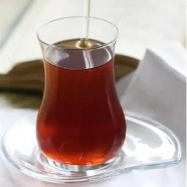 Lav Drop Shape Glass Turkish Tea Saucers, 6 Pcs, 5.3 inch x 4.33 in