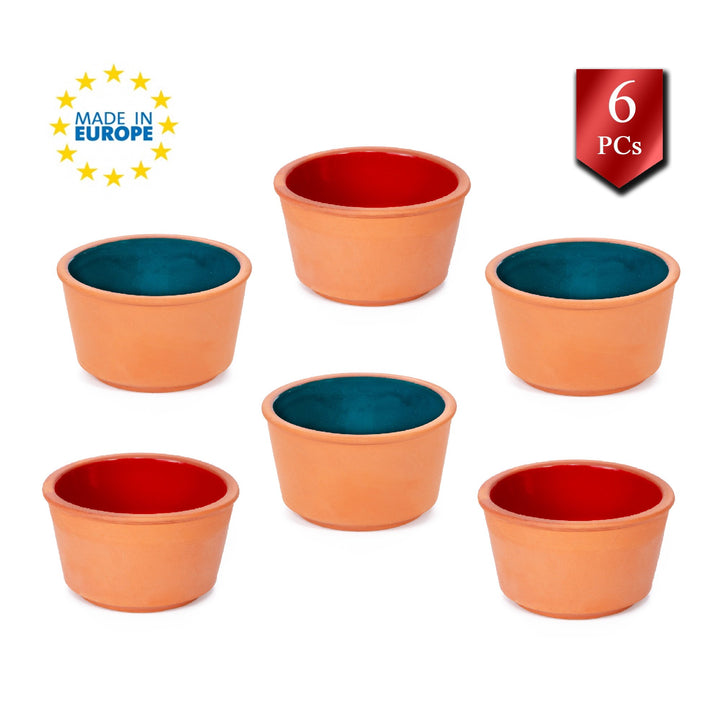 Elegant Terracotta Clay Serving Bowl Set, Set of 6, 3.5 in