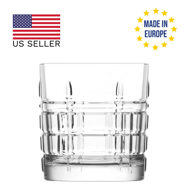 Lav Brit Whiskey Glass Set, Large Bar Glasses, 6 Pcs, 11. Oz