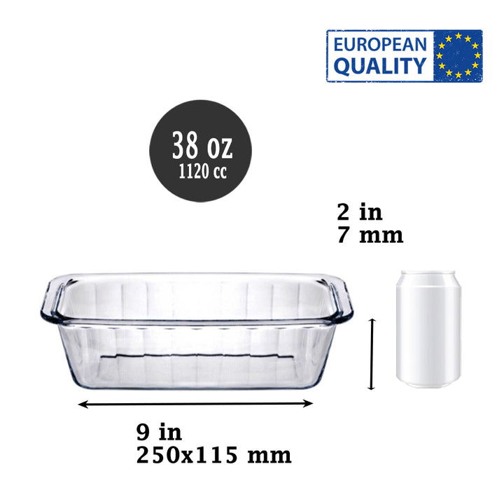 Stylish Glass Casserole Dish, Square Baking Dish 37.25 Oz