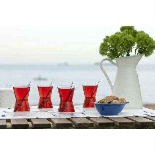 Lav Traditional Turkish Tea Glasses Set of 6, 12 Pcs, 4.7 oz