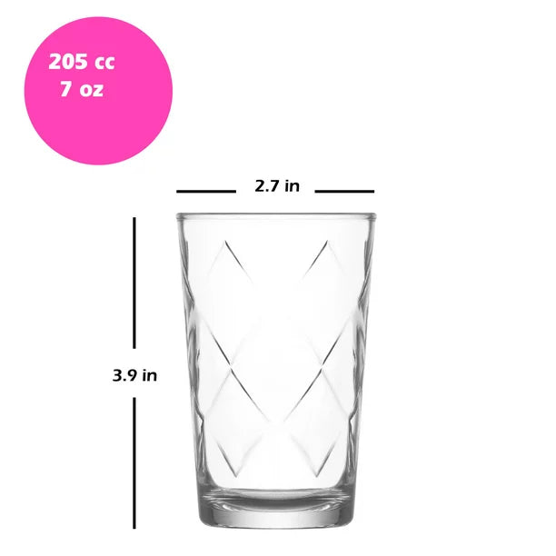 Lav Mevsim Water Glass Set of 6,Textured Glassware Set, 7 oz