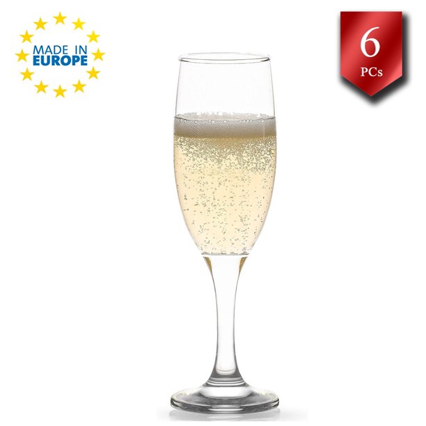 Lav Glass Champagne Flutes Set of 6, 6.5 oz (190 cc)