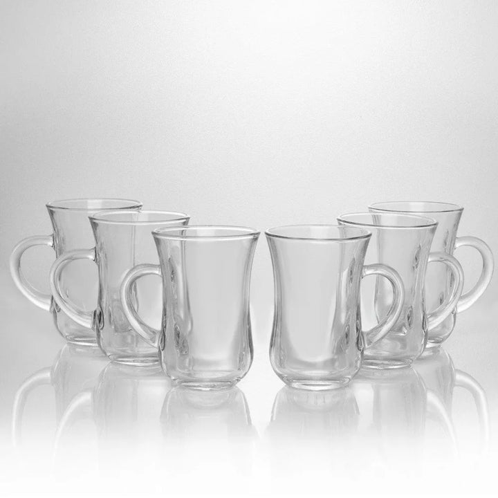 PASABAHCE Clear Glass Coffee Tea Cups with Handle, 4.75 Oz