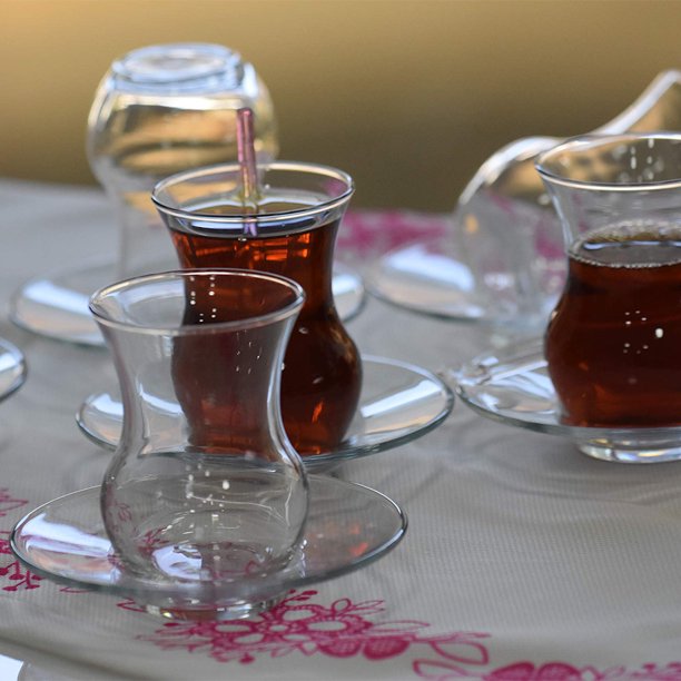 Turkish Tea Cup, Tea Glasses and Saucers Set, 4.5 oz