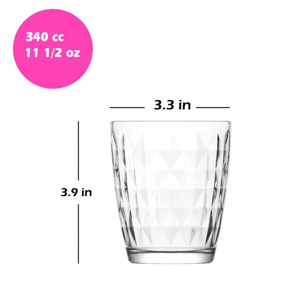 Artemis Whiskey Glass Set, Lowball Glass Set, 6 Pcs, 11.5 Oz